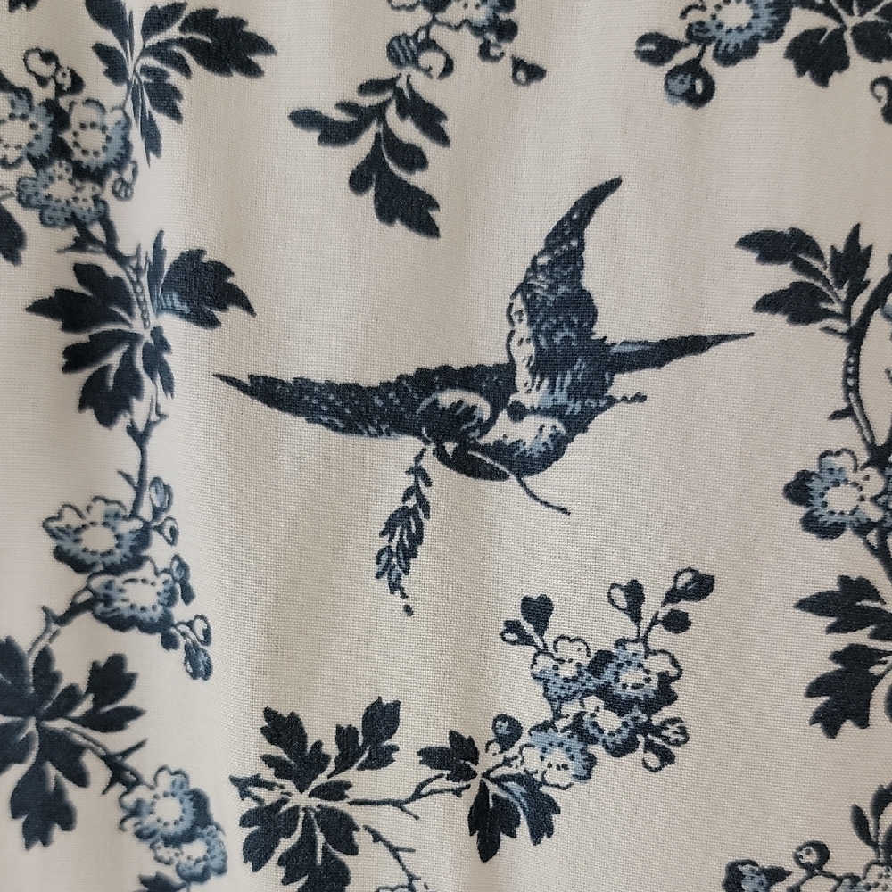 Loft Floral Bird Blue and White Women's Top Euc! - Picture 3 of 8